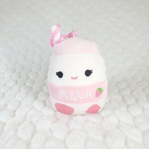 Amelie Squishmallows Clips Strawberry Milk Pink and White Plush Collectible